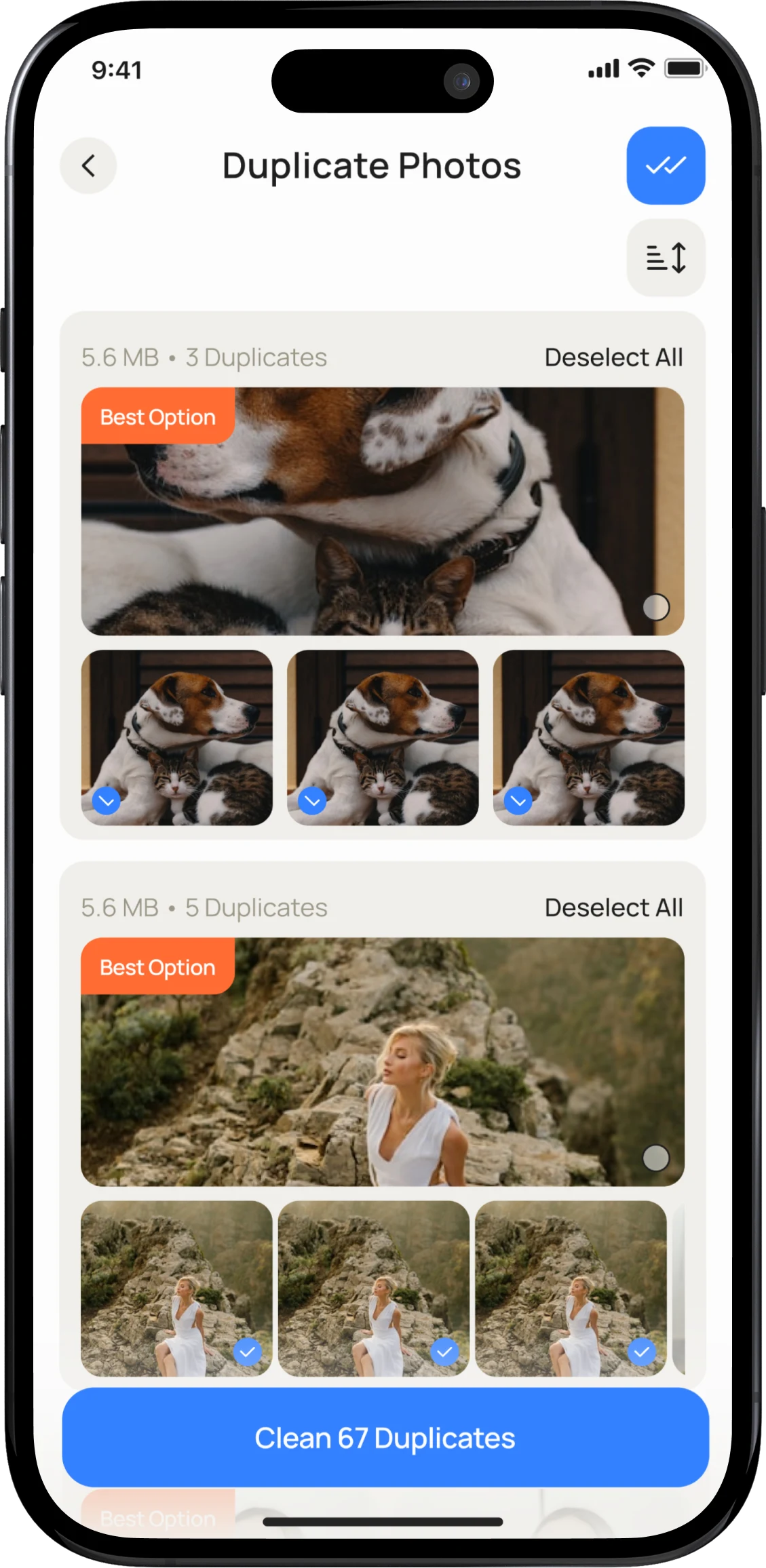 Duplicate Photos screen